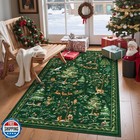 LIVEBOX 3x5 Green Christmas Washable Area Rug, Non-Slip Small Entryway Rug Ch