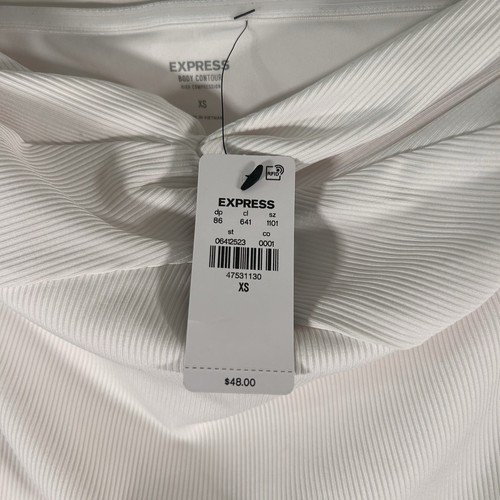 New Express Crop Top Women's XS White Ribbed Sleeveless Pull On Bodt Contour - Picture 3 of 6