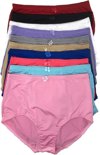 Women's 6 Pack High Waist Cool Various Feel Lace Brief Underwear Panties S-5XL - Picture 9 of 11
