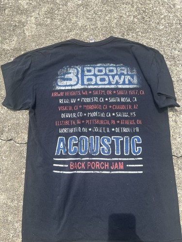 3 Doors Down ACOUSTIC Back Porch Jam SHIRT M Black Cotton Group Photo US Flag - Picture 2 of 4