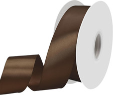 Double Faced Polyester Brown Satin Ribbon 1-1/2 Inch 50 Yards Fabric Ribbons for