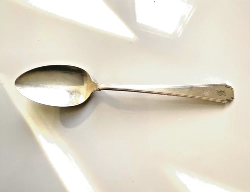 Wallace Art Deco Sterling Silver Serving Spoon 8.25" Heavy Deer Mark Estate