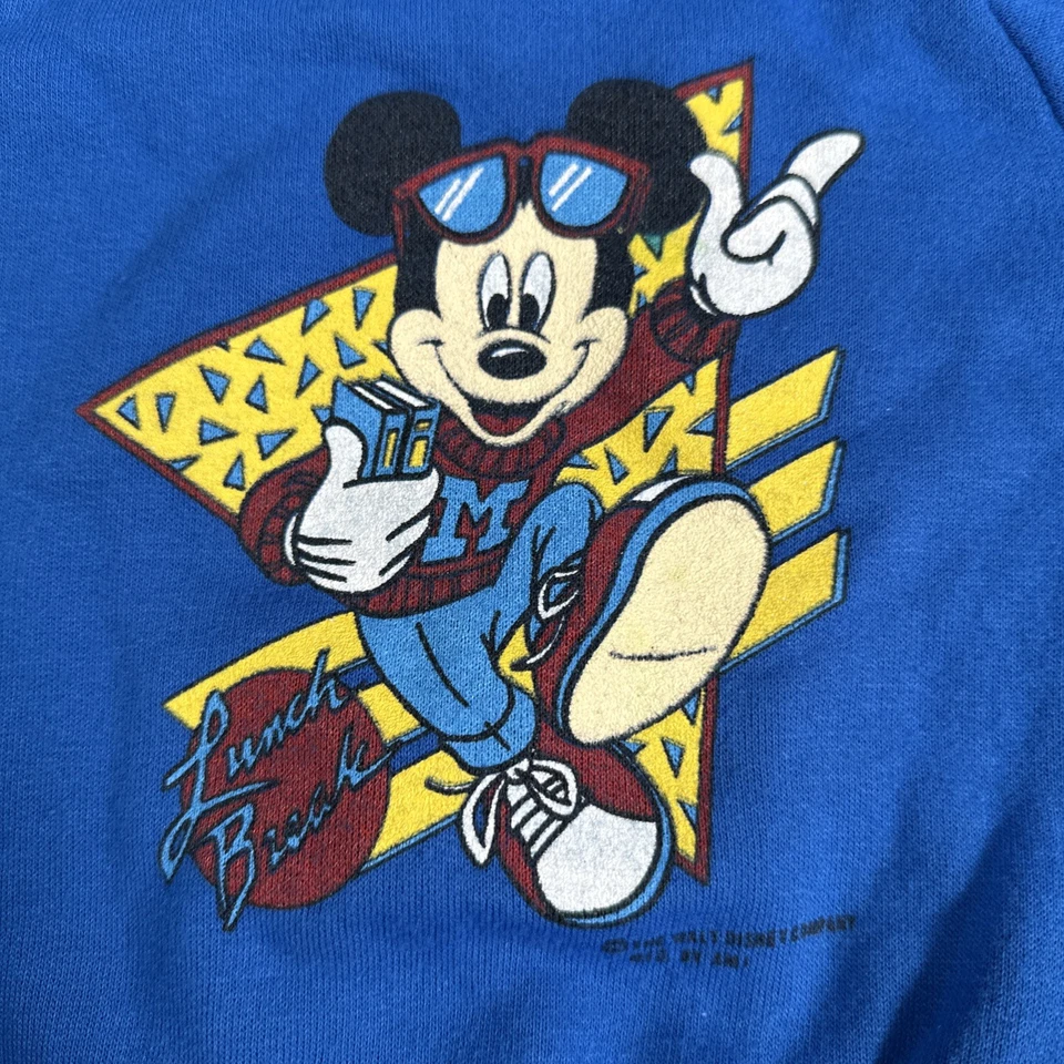 Sudadera De Colección Años 80 Mickey Mouse Disney JUVENTUD TALLA 3T Almuerzo Biblioteca Niños Foto 3 de 4