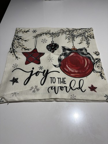 MERRY/BRIGHT Christmas Burlap Throw Pillow Cover 16x16 Winter Holiday 4 PCs - Picture 5 of 8