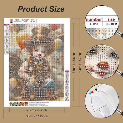 Diamond Painting Kits for Adults, 5D DIY Clown Diamond Art Kits for Beginners, F - Picture 3 of 6