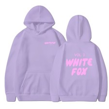 Girls White Print Foxes Pocket Hoodies Kids Sweatshirts Casual Pullover Tops
