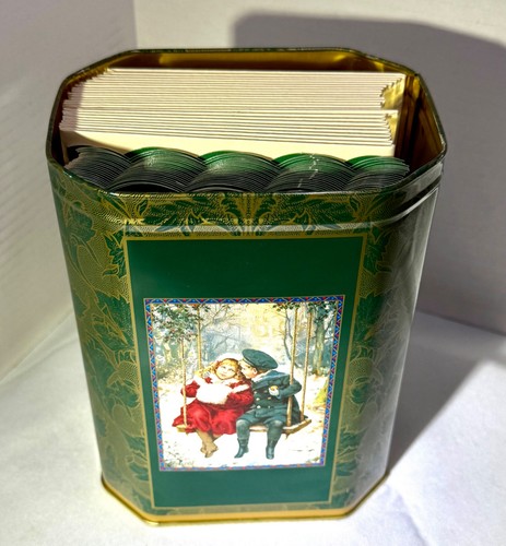 Achteckige Weihnachtsdose mit 25 nostalgischen Weihnachtskarten und Umschlägen innen - Bild 8 von 10