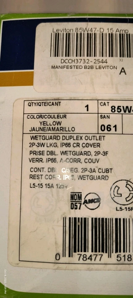 Salida dúplex Leviton Wetguard 85W47-D Foto 3 de 4