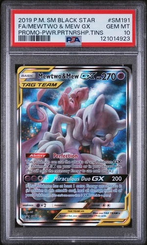 2019 Pokemon Mewtwo & Mew Gx Full Art #SM191 PSA 10 Power Partnership Tin BSP