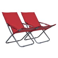 Klappbare StrandstüHle 2Er Set Stoff Rot FüR Garten Balkon Terrasse