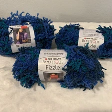 Lot of 3 Red Heart Boutique Fizzle Bluefin Acrylic Wool Polyester Yarn 3.5 oz ea