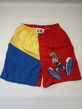 Vintage 80s 90s Looney Tunes Bugs Bunny Youth Swim Trunks Size 7 Color Block