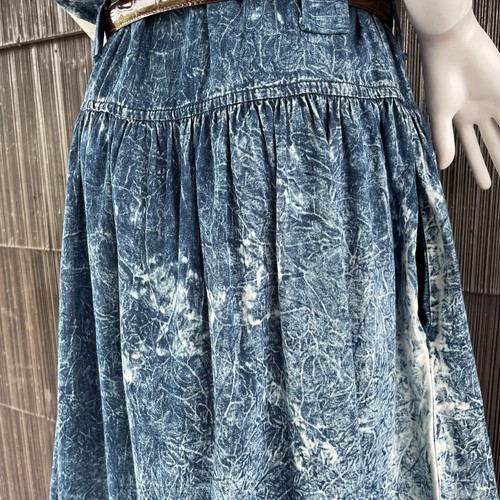 VTG 80s Nicci USA Acid Wash Bleach Pearl Button Sleeveless Denim Midi Dress M - Picture 8 of 16