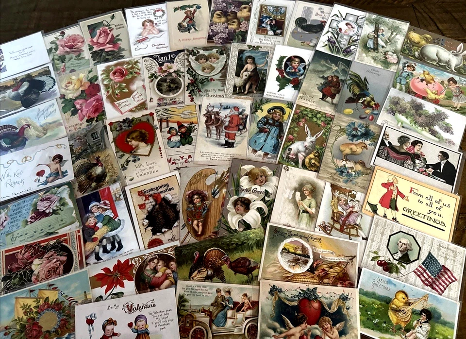 Lote de 60 postales de felicitación navideña ~ Navidad ~ Pascua ~ Acción de Gracias Santa ~ etc. ~ k398 Foto 2 de 4