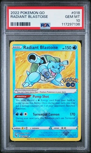 2022 POKEMON GO #018 RADIANT BLASTOISE PSA 10