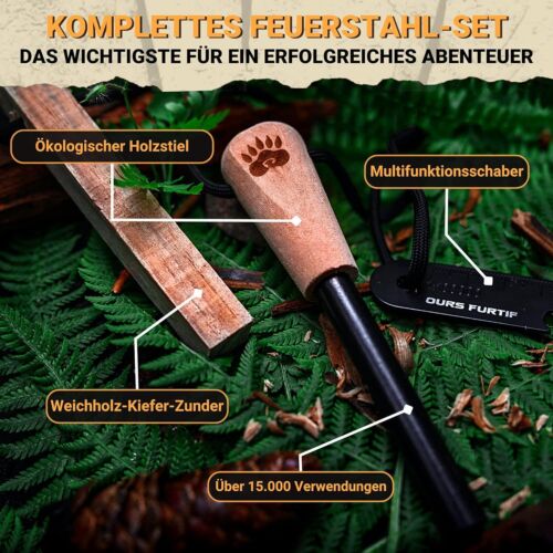 Survival Feuerstein - Feuerstahl XL 10mm - Über 15 000 Zunder Kienspan - Bild 2 von 7