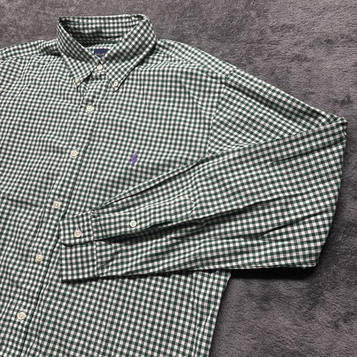 Polo Ralph Lauren Hemd Herren Large grün kariert Knopfleiste Pony Logo Preppy