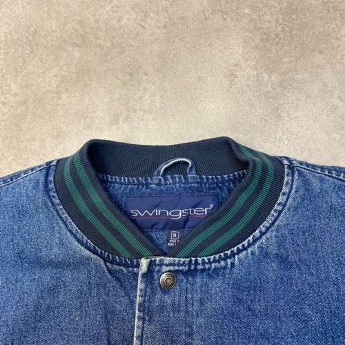 Swingster Denim Jacket Mens XL Vintage Embroidered Snap Coat, Blue - Picture 6 of 10