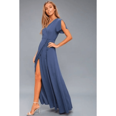 Lulu's Heart of Marigold Denim Blue Wrap true Maxi Dress size xs | eBay