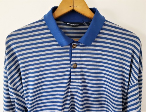 Camisa Vintage Años 80 90 Wentworth LS Azul Gris a Rayas Patinador Grunge Surf Retro L - Imagen 2 de 9