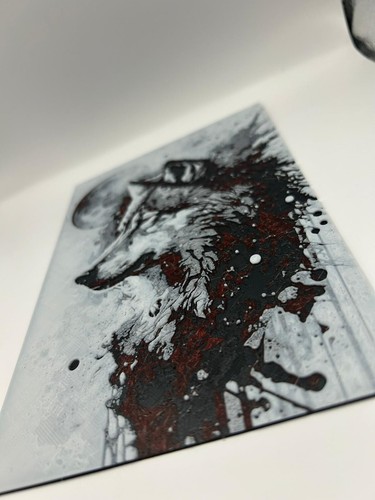 Wolf Poster - Blood Moon – Dark Aesthetic Homemade 3d textured Wall Art Decor - Picture 2 of 6