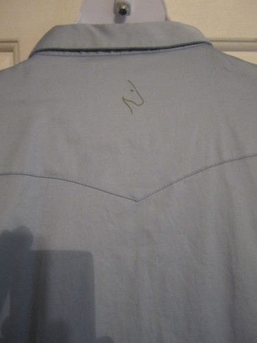 Wrangler riding shirt Women's size L  button down blouse shirt blue bling - Picture 5 of 6