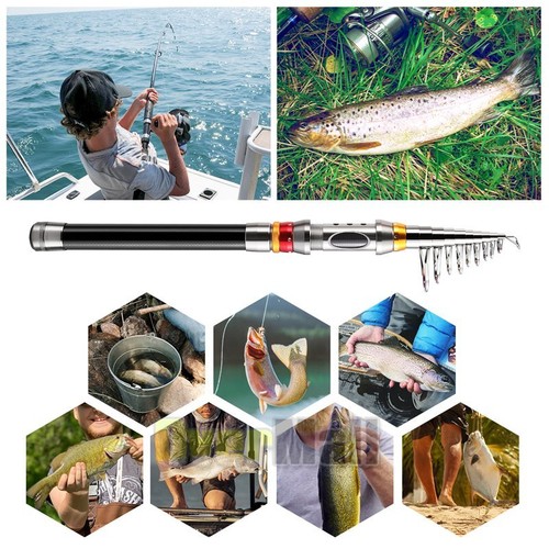 Carbon Fiber Telescopic Fishing Rod Sea 20-50LB Saltwater Portable Spinning Pole - Picture 18 of 33