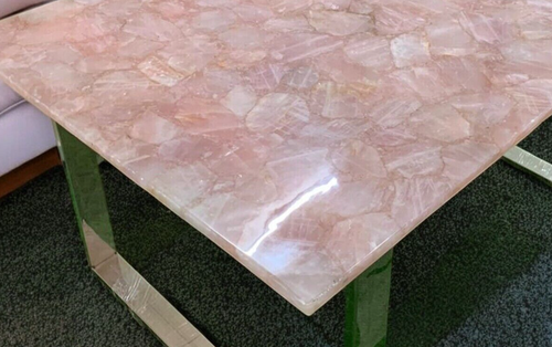 48"x36" Rose Quartz Center Sofa Coffee & Dining Table Crystal Stone Hallway Deco - Picture 5 of 8