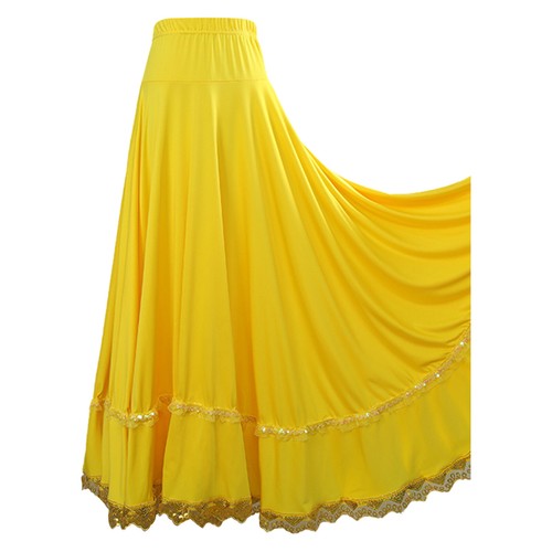 Women Long Skirt Dance Dress Masquerade Dancewear Ballroom Full Circle Lyrical - Picture 53 of 59