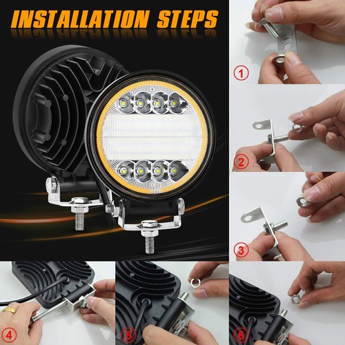 Par de cápsulas de trabajo LED de 5 pulgadas combo haz ámbar niebla ATV camión con cable - Imagen 15 de 18