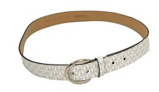 MICHAEL Michael Kors Signature Faux Leather Belt Med White Designer