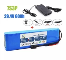 24V 60Ah 7S3P Li-ion Battery Pack High Capacity for E-Bike Electric Scooter New