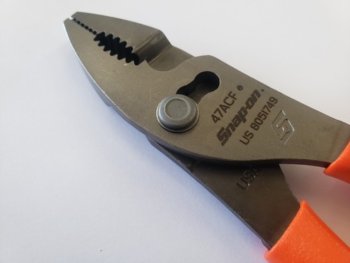 Snap-on Tools USA NEW 8" ORANGE Combo Slip Joint Pliers 47ACF - Picture 2 of 8