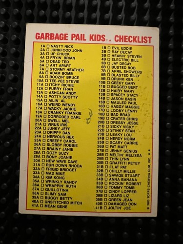 Garbage Pail Kids Series 1 1985 completa tu conjunto GPK 1er U Elige OS1 LECTURA BRILLANTE - Imagen 336 de 418