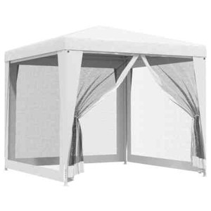 Party Tent With 4 Mesh Sidewalls 250x250 Cm White