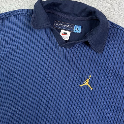Vintage 90s Nike Jumpman Air Jordan T Shirt Blue White Label Tag Rare Sz L