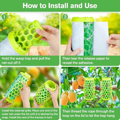 Wasp Traps Outdoor Hanging Bee Killer Sticky Wasp Trap For Outside Effective - Picture 6 of 11