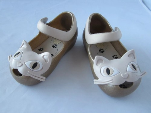 Mini Melissa Ultragirl II Gold Cat Mary Jane Flats Shoes Toddler Girls Sz 5 New - Picture 2 of 5
