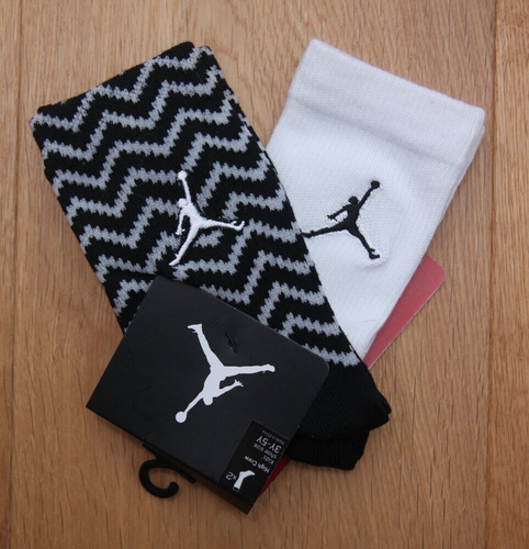 Air Jordan Kid 2 Pair High Crew Socks ~ Black, White & Gray ~ Size Small - Picture 1 of 2