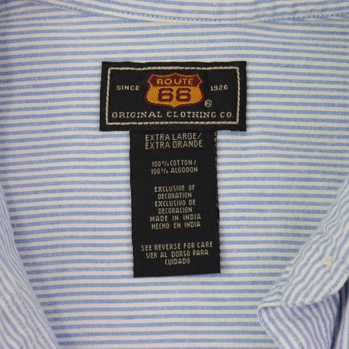 Camicia vintage Route 66 da donna blu a maniche lunghe con bottoni taglia XL ricamata floreale - Foto 10 di 11