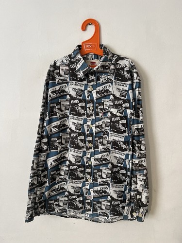Camisa Publicitaria Levi's Años 40 50 M De Colección 1995 Retro Rara 42" Azul Negro LVC - Imagen 6 de 20