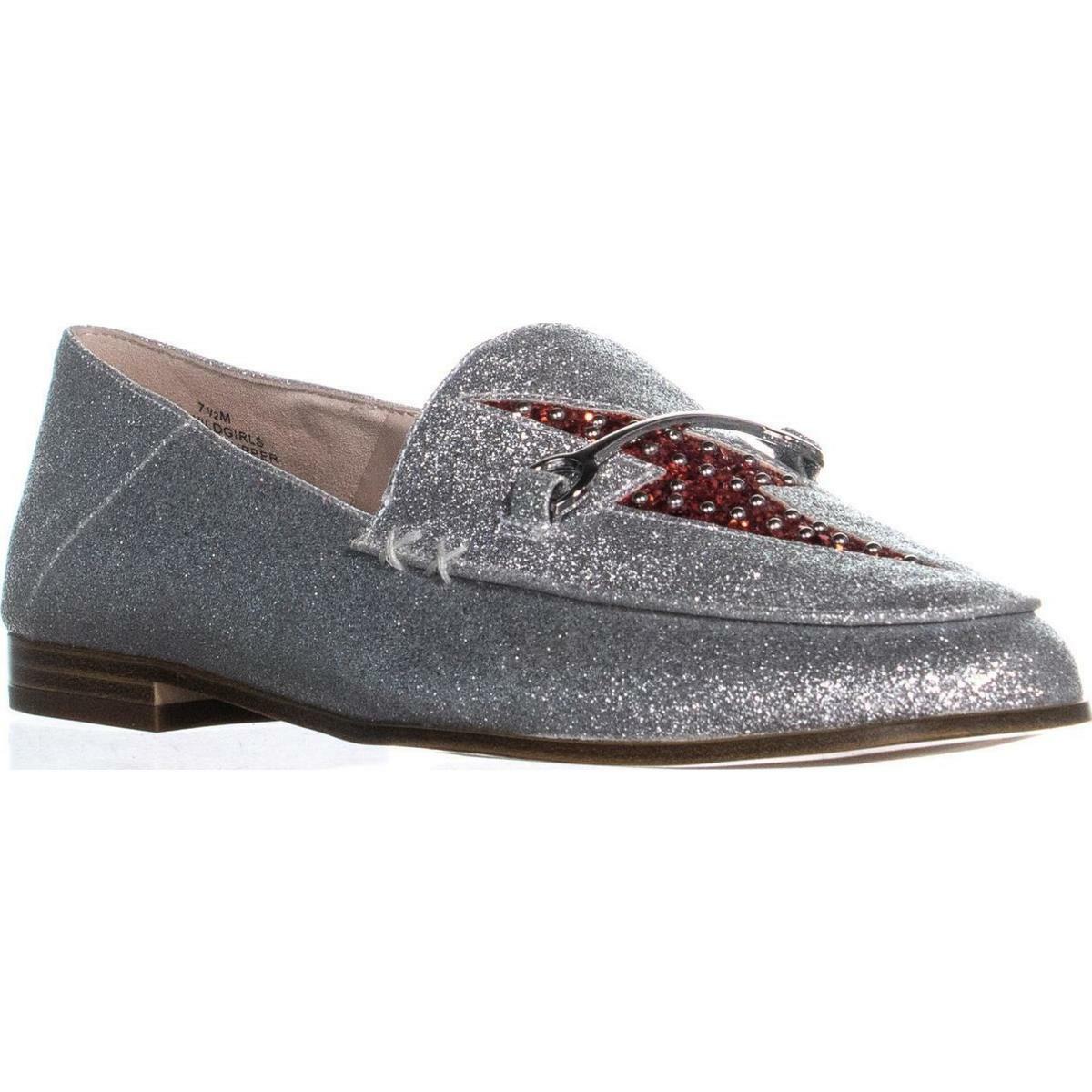 Nine West Wild Girls Lightning Bolt Loafers, Silver Red, 7.5 US Nine West Wild Girls Lightning Bolt Loafers, Silver Red, 7.5 US