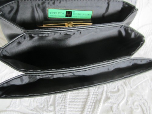 Vintage 60s Swedish Tete D'or Guldhuvudet Mustard & Black Ladies Handbag - Picture 5 of 5