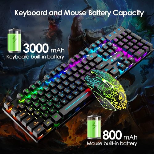 Large Print Wireless Keyboard and Mouse - 7 Colors Backlit Keyboard, Oversize Le - Picture 3 of 6