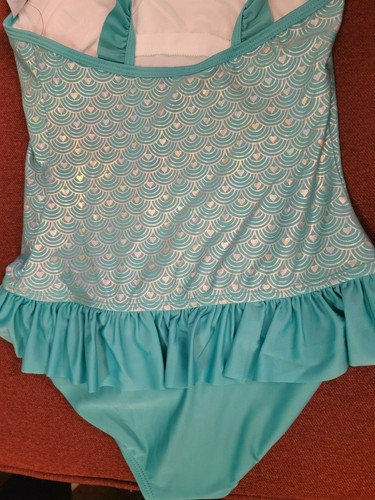 Cat & Jack Girls Blue & Silver with Hearts Bathing Suit New Select Your Size - Picture 5 of 8