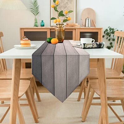 Runner da Tavolo Grigio Scuro Rustico in Lino per Decorazione da Tavolo