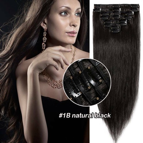 "Extensión de cabello humano Remy 100 % real con clip para trama suave 8""-24"" USPS 7A+" 8 piezas - Imagen 18 de 31
