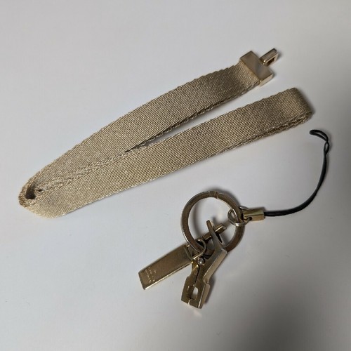 GUCCI Lanyard Neck Strap Gold Color Card phone Holder Key Chain Canvas Metal - Picture 5 of 7
