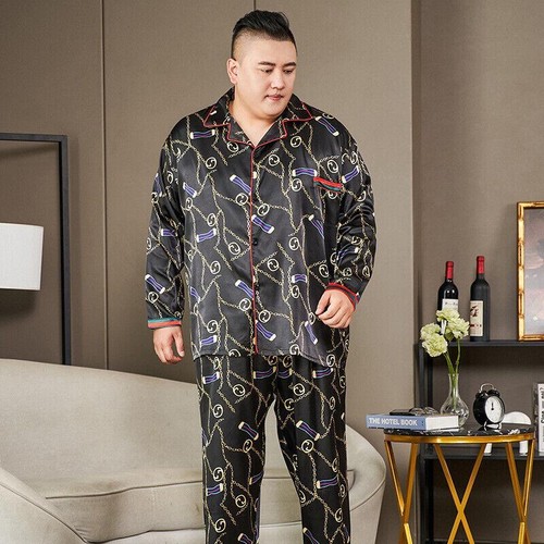 Men Pajamas Set Long Sleeve Handmade Silk Satin Sleepwear Homewear Men Home Suit - Picture 23 of 30