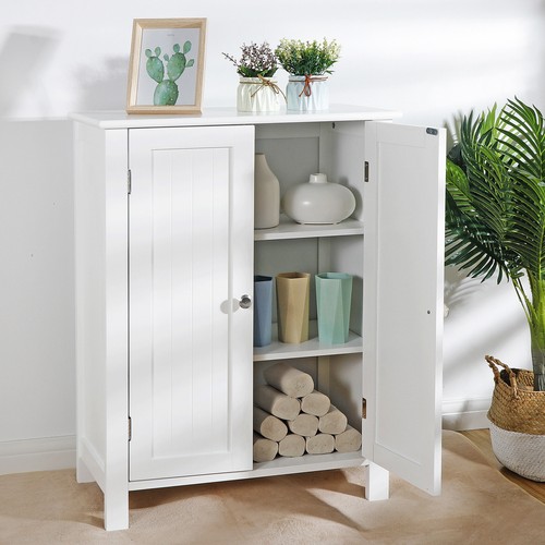 3 Colors Cabinet Storage Cupboard Wooden Bathroom Floor Furniture Organizer - Picture 3 of 31